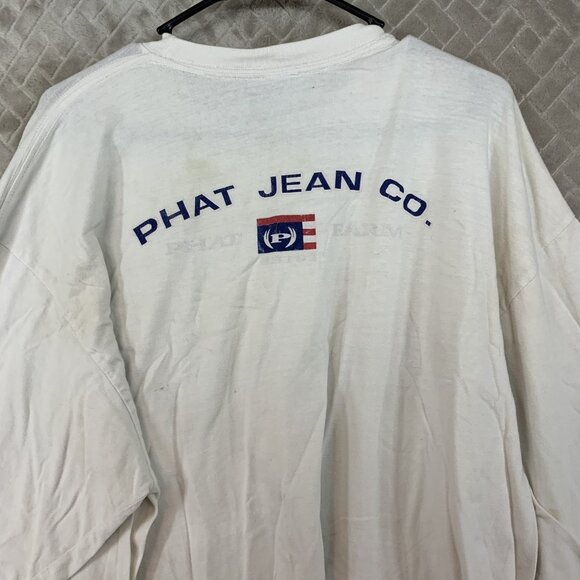 Phat Farm Mens XL T-Shirt White Long Sleeve Vintage Y2K Logo Graphic Street Wear - Picture 12 of 15